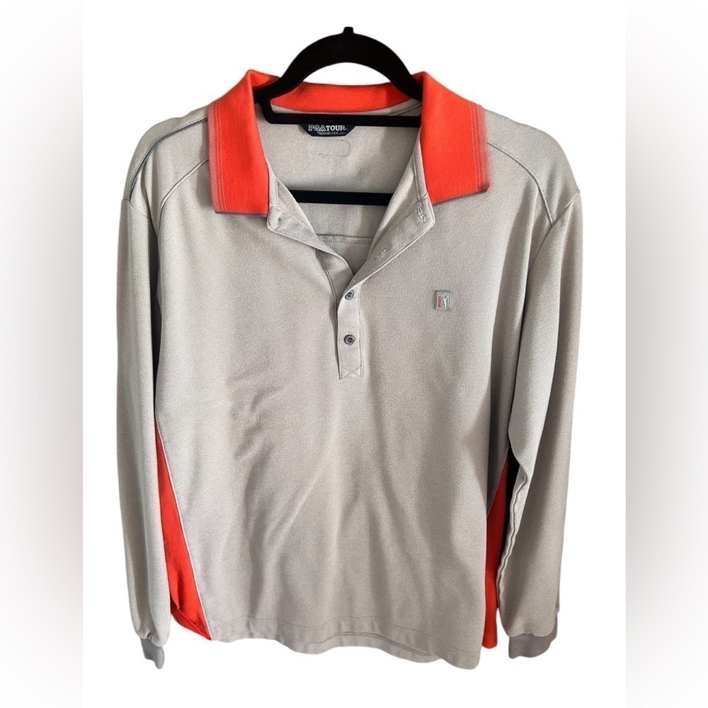PGA Tour Long Sleeve Golf Polo Size L(105)